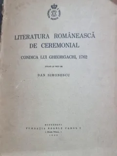 LITERATURA ROMANEASCA DE CEREMONIAL - DAN SIMIONESU