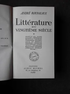 LITTERATURE DU VINGTIEME SIECLE - ANDRE ROUSSEAUX  (CARTE IN LIMBA FRANCEZA)