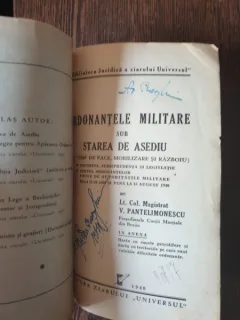Lt. Col. Magistrat V. Pantelimonescu - Ordonantele militare sub starea de asediu (in timp de pace, mobilizare si razboiu)