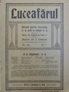 Luceafarul - Revista pentru Literatura, Arta si Stiinta. Anul XII Nr. 1 Sibiu Ianuarie 1913