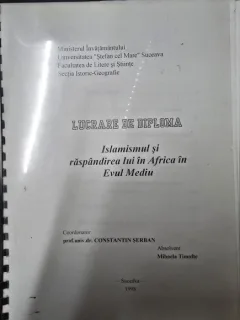 Lucrare de diploma - Islamismul si raspandirea lui in Africa in Evul Mediu - Coordonator Constantin Serban