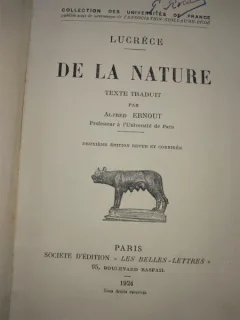 Lucrece- De la nature / Lucretiu Despre natura- carte in lb franceza si latina
