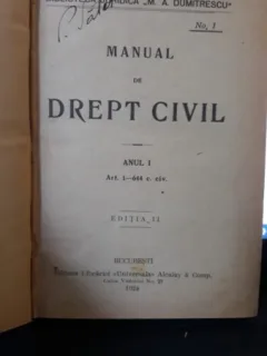MANUAL DE DREPT CIVIL, ANUL I, ART. 1-644 - M.A.Dumitrescu