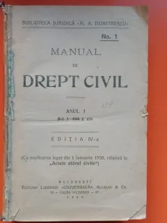 Manual de drept civil Anul I Nr 1 - 1929 editia a IV-a - M. A. Dumitrescu