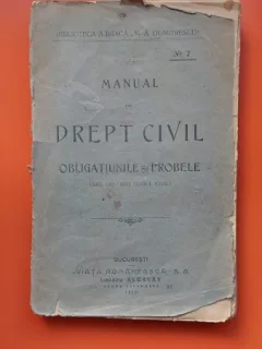 MANUAL DE DREPT CIVIL, OBLIGATIUNILE SI PROBELE, 1920