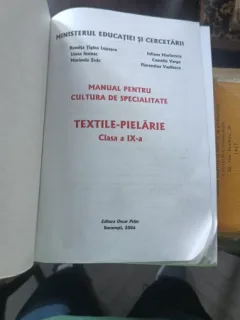 MANUAL PENTRU CULTURA DE SPECIALITATE - TEXTILE -PIELARIE / CLASA A IX A - ROMITA TIGLEA LUPASCU