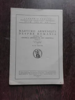 MARTURII ARMENESTI DESPRE ROMANIA - H.DJ. SIRUNI