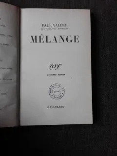 MELANGE - PAUL VALERY  (CARTE IN LIMBA FRANCEZA)