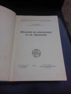 MELANGES DE LINGUISTIQUE ET DE PHILOLOGIE - A. ROSETTI  (TEXT IN LIMBA FRANCEZA)