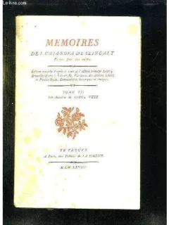 MEMOIRES DE J. CASANOVA DE SEINGALT  TOME VII  (CARTE IN LIMBA FRANCEZA)