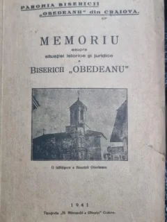 Memoriu asupra situatiei istorice si juridice al Bisericii Obedeanu - Preotul (paroh) Marin Popa-Nemoiu (cu dedicatia autorului)
