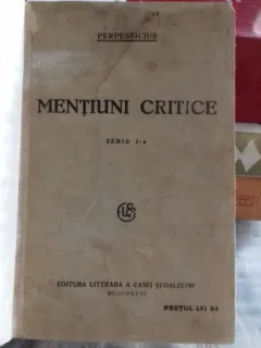 MENTIUNI CRITICE - PERPESSICIUS