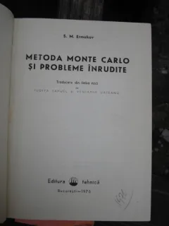 METODA MONTE CARLO SI PROBLEME INRUDITE - S.M. ERMAKOV
