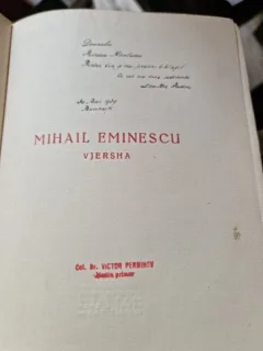 Mihail Eminescu - Vjersha, cu dedicatia ingrijitorului editiei