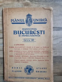 Municipiul Bucuresti si Imprejurimile. Planul Unirea Editia XIV