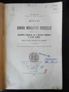 N. Iorga - Hirtii din Arhiva Manastirii Hurezului.