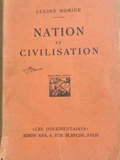 Nation et civilisation(Natiune si civilizatie- carte in franceza)- Lucien Romier