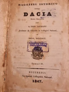 Nicolae Bălcescu, August Treboniu Laurianu, Magazin istoric pentru Dacia, vol. 5