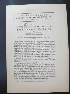 Note asupra justitiei din Tara Romaneasca la 1840 - Andrei Radulescu