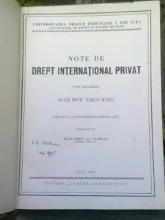 NOTE DE DREPT INTERNATIONAL PRIVAT, DUPA PRELEGERILE LUI IORGU RADU