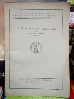 NOTE SI SCRISORI SINCAIANE , ANDREI VERESS
