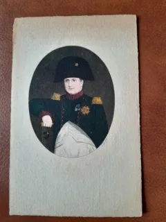 Napoleon Bonaparte, portret gravura colorata tip carte postala