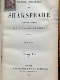 Oeuvres completes de Shakespeare - traducere in franceza de Benjamin Laroche - vol 2