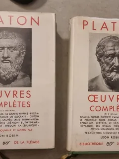 Oeuvres Completes - Platon (2 volume), cu semnatura ex libris Ion Marin Sadoveanu