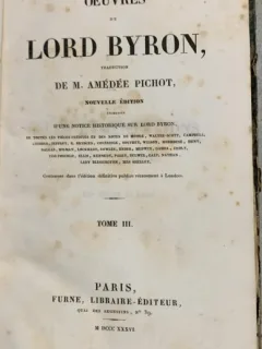 Oeuvres de Lord Byron, traduction de M. Amedee Pichot vol. III