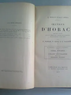OEUVRES D'HORACE - FREDERIC PLESSIS (CARTE IN LIMBA LATINA)