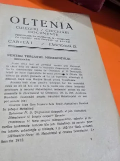Oltenia. Documente, cugetari, culegeri. Cartea I fascicola IX