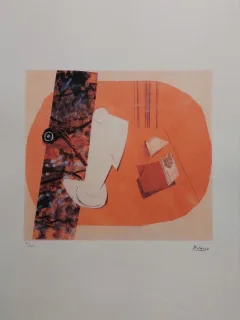 Pablo Picasso - Pipe, verre et paquet de tabac (Pipa, pahar si pachet de tutun), litografie originala