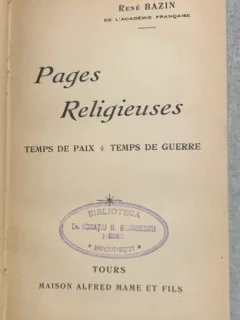Pages religieusses - Rene Bazin - ex libris  Dr. Horatiu Georgescu