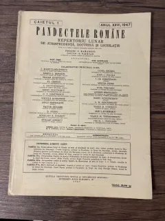 Pandectele Romane Caietul 1 Anul XXVI 1947