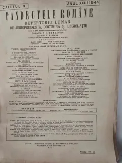 Pandectele Romane Caietul 9 Anul XXIII 1944