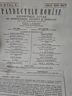 Pandectele Romane Caietul 9 Anul XXVI 1947