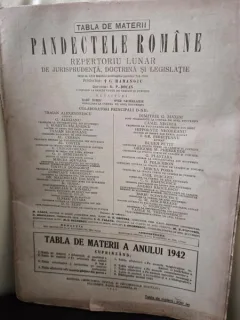 Pandectele Romane Tabla de Materii a anului 1942