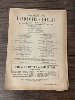 Pandectele Romane Tabla de Materii a anului 1943 (1944)