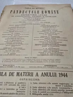 Pandectele Romane Tabla de Materii a anului 1944