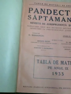 PANDECTELE SAPTAMANALE- 1933