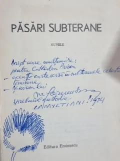 PASARI SUBTERANE - MARIN PORUMBESCU  (CU DEDICATIA AUTOARULUI)