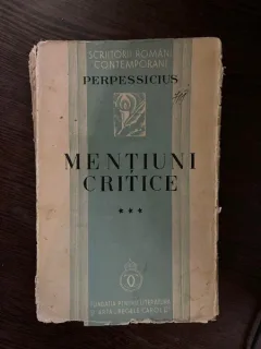 Perpessicius Mentiuni critice (volumul III) - 1936