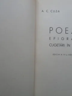 POEZII, EPIGRAME, CUGETARI IN PROZA - A.C. CUZA