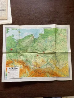 Polska Mapa Fizyczna Podziatka 1: 2 000 000 1 cm - 20 km.