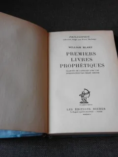 PREMIERS LIVRE PROPHETIQUES - WILLIAM BLAKE   (CARTE IN LIMBA FRANCEZA)