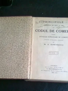 PRINCIPIILE CUPRINSE IN ART. 1 - 489 DIN CODUL DE COMERT - M.A. DUMITRESCU