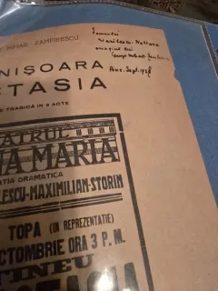 Program de teatru  Teatru "Regina Maria"  Dra Nastasia,  George Mihail Zamfirescu, dedicatie