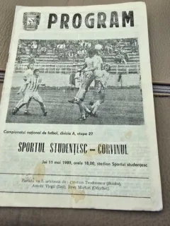 Program meci fotbal Sportul Studentesc - Corvinul mai 1989
