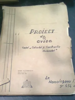 PROIECT DE AVION, CURSUL CALCULUL SI CONSTRUCTIA AVIONULUI