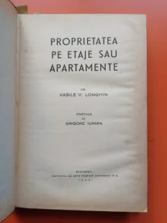 PROPRIETATEA PE ETAJE SAU APARTAMENTE - VASILE V. LONGHIN